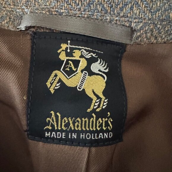 Vintage Harris Tweed Blue Brown Wool Chevron Woven in Scotland Sport Coat Blazer - Picture 11 of 11